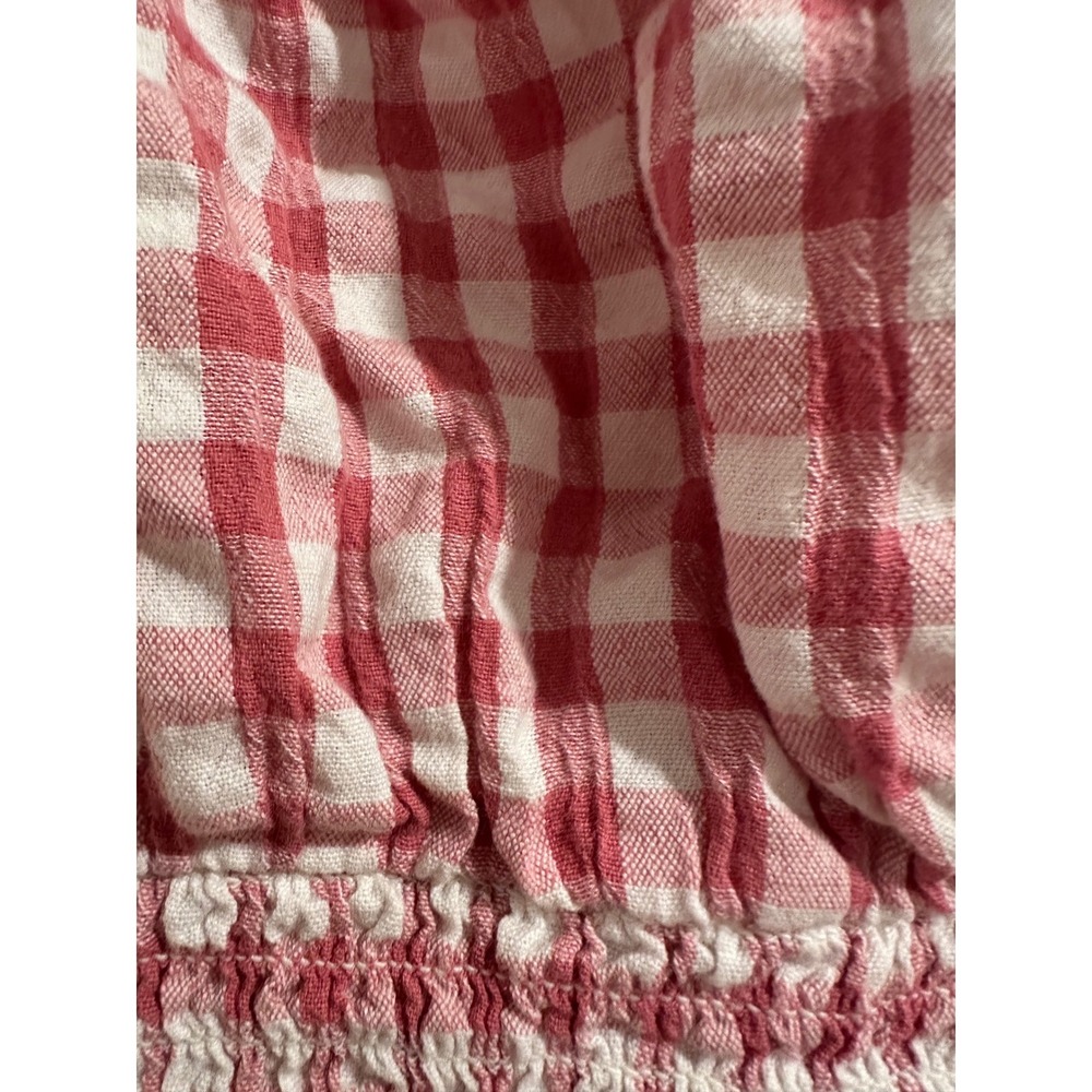 AE Pink Gingham Smocked Cami Crop Top Checkered Ruffle Spaghetti Strap Tank - Picture 5 of 5